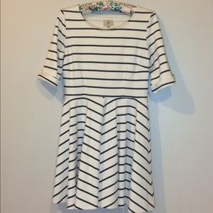 3/4 Sleeve Striped Dress